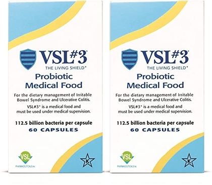 People recommend "VSL#3 - Probiotic Medical Food for Dietary Management of Irritable Bowel Syndrome (IBS) - High Dose and High Potency Refrigerated Probiotic with 112.5 Billion CFU - 2-Pack 60 Capsules Each"