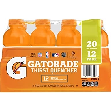 People recommend "Gatorade Thirst Quencher, Orange, 12 Count, 20 oz Bottles"