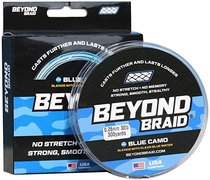 People recommend "Beyond Braid Blue Camo 300 Yards 8lb"
