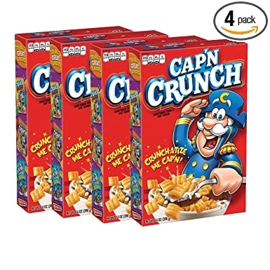 People recommend "Cap'n Crunch Breakfast Cereal, Original, 14oz Boxes (4 Pack)"