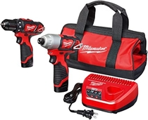 People recommend "Milwaukee 2494-22 M12 Cordless Combination 3/8" Drill / Driver and 1/4" Hex Impact Driver Dual Power Tool Kit (2 Lithium Ion Batteries, Charger, and Bag Included) - Power Tool Combo Packs "