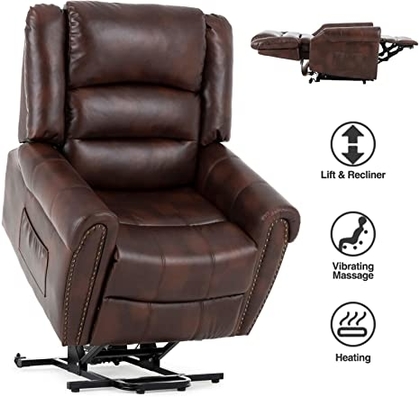 People recommend "Mecor Power Lift Chair Dual Motor PU Leather Lift Recliner for Elderly Lay Flat Sleeper Recliner with Massage/Heat/Vibration/Remote Control for Living Room"