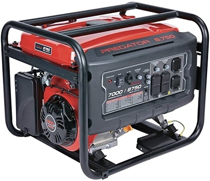 People recommend "Predator Portable Generator 8750 Peak/7000 Running Watts And Generator Wheel Kit "