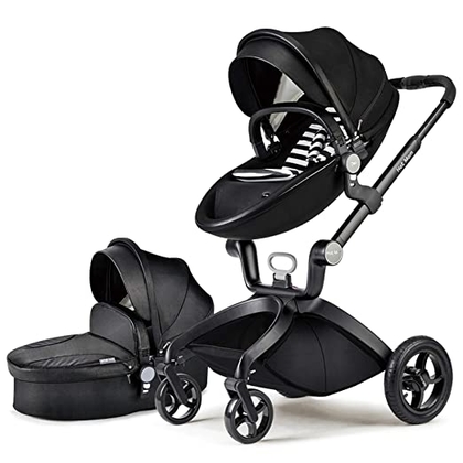 People recommend "Baby Stroller in 2020, Hot Mom Baby Carriage with Adjustable Seat Height Angle and Four-Wheel Shock Absorption, Reversible，High Landscape and Fashional Pram, Black "