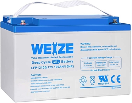 People recommend "Weize 12V 100AH Pure GEL Deep Cycle Rechargeable Battery, For Solar Power System RV House Trolling Motor Wheelchair, Universal"