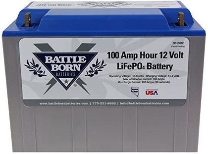 People recommend "Battle Born LiFePO4 Deep Cycle Battery - 100Ah 12v with Built-in BMS - 3000-5000 Deep Cycle Rechargeable Battery - Perfect for RV/Camper, Marine, Overland/Van, and Off Grid Applications"