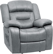 People recommend "Furniwell Oversized Recliner Chair Single Glider Lounge Couch Chair Massage Heavy Duty Overstuffed Chair Soft Contemporary Sofa Bedroom & Living Room Chair Reclining Sofa with Remote Control(Grey)"