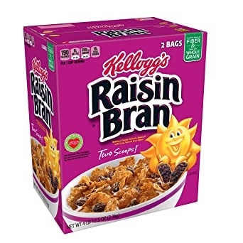 People recommend "Kellogg's Raisin Bran, Breakfast Cereal, Original, Excellent Source of Fiber, 76.5 oz Box (2 Bags): Cold Breakfast Cereals"