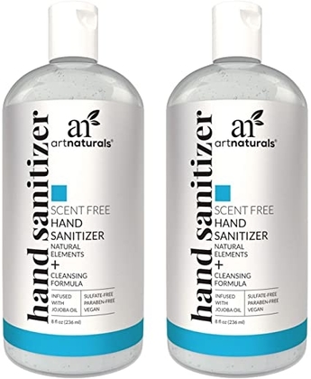 People recommend "Artnaturals Hand Sanitizer Gel Alcohol Based (2 Pack x 8 Fl Oz / 220ml) Infused with Jojoba Oil, Alovera Gel & Vitamin E - Unscented Fragrance Free Sanitizer"