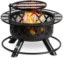 People recommend "BALI OUTDOORS Wood Burning Fire Pit Backyard with Cooking Grill, 32in, Black, 24in"