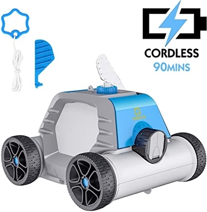 People recommend "QOMOTOP Robotic Pool Cleaner, Cordless Automatic Pool Cleaner with Battery for In-Ground/Above Ground Swimming Pool "