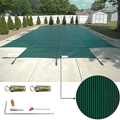 People recommend "Happybuy Pool Safety Cover 16x32ft Inground Safety Pool Cover Green Mesh with 4x8ft Center End Steps Solid Pool Safety Cover for Swimming Pool Winter (18x36ft with 4 x 8 ft Center End Step) "