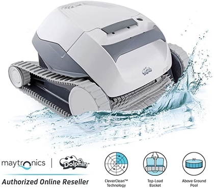 People recommend "Dolphin E10 Automatic Robotic Pool Cleaner with Easy to Clean Top Load Filter Basket Ideal for Above Ground Swimming Pools up to 30 Feet "