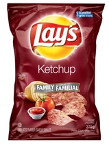 People recommend "Canadian Lays Potato Chips, Ketchup, Large Family size - 3 Pack"