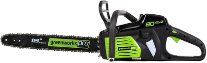People recommend "Greenworks PRO 18-Inch 80V Cordless Chainsaw, Battery Not Included GCS80450 "
