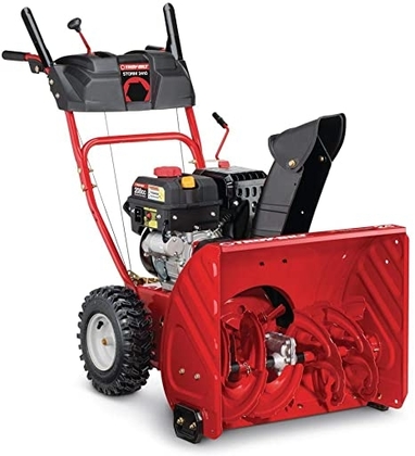 People recommend "Troy-Bilt 24 in. Two-Stage 208cc Electric Start Self Propelled Gas Snow Blower Storm 2410 Model"