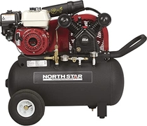 People recommend "NorthStar Portable Gas-Powered Air Compressor - Honda 163cc OHV Engine, 20-Gallon Horizontal Tank, 13.7 CFM at 90 PSI"