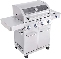 People recommend "Monument Grills 41847NG Stainless Steel 4 Burner Propane Grill (Convertible to Natural Gas) with Clear View Lid, LED Controls and Side Burner"