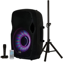 People recommend "Acoustic Audio by Goldwood Bluetooth LED Light Display Speaker Set - Includes Microphone, Remote Control, and Stand - 15 Inch Portable Sound System, 1000W - AA15LBS, Black, 16 x 14 x 27 Inches"