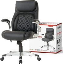 People recommend "NOUHAUS +Posture Ergonomic PU Leather Office Chair. Click5 Lumbar Support with FlipAdjust Armrests. Modern Executive Chair and Computer Desk Chair (Black)"