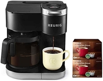 People recommend "Keurig K-Duo Coffee Maker, Single Serve and 12-Cup Carafe Drip Coffee Brewer, Compatible with K-Cup Pods and Ground Coffee, Black, with 12 K-Cups"
