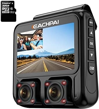 People recommend "Dual Dash Cam 3.0’’ LCD Full HD1920x1080P Front and Rear Sony Sensor Car Camera GPS Infrared Super Night Vision G-Sensor FREE 32GB Card EACHPAI X100 for Uber Lyft Taxi: Electronics"