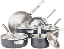 People recommend "Viking 5-Ply Hard Stainless Cookware Set with Hard Anodized Exterior, 10 Piece"
