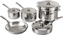 People recommend "Le Creuset Tri-Ply Stainless Steel 10 pc. Cookware Set"