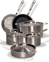 People recommend "Made In Cookware - 10 Piece Stainless Steel Pot and Pan Set "
