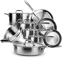 People recommend "Pots and Pans Set, imarku Kitchen Cookware Sets, Tri-Ply Clad Stainless Steel 14-Piece "