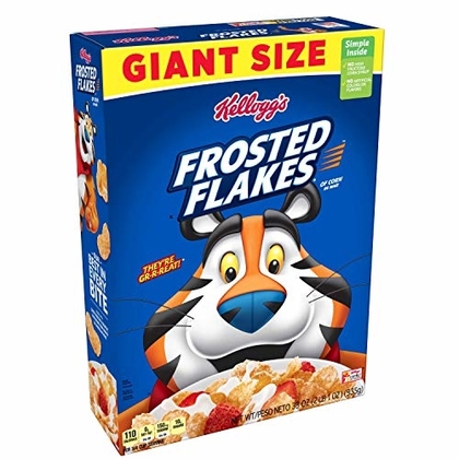 People recommend "Kellogg's Breakfast Cereal, Frosted Flakes, Fat-Free, Giant Size, 33 oz Box"
