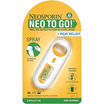 People recommend "Neosporin + Pain Relief Neo to Go! First Aid Antiseptic/Pain Relieving Spray.26 Oz"