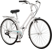 Schwinn Wayfarer Hybrid Bicycle, Featuring Retro-Styled 16-Inch/Small Steel Step-Through Frame and 7-Speed Drivetrain with Front and Rear Fenders, Rear Rack, and 700C Wheels, White
