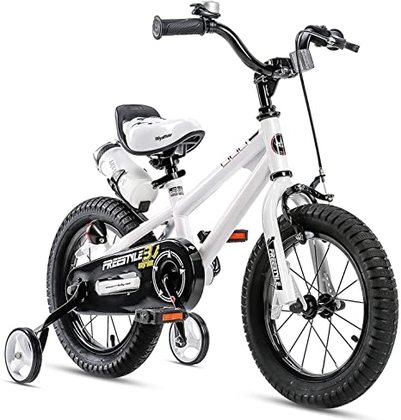 RoyalBaby Kids Bike Boys Girls Freestyle BMX Bicycle with Training Wheels Gifts for Children Bikes 12 Inch White