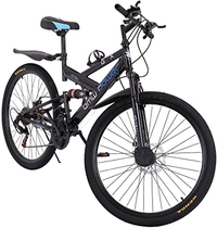 26 Inch Mountain Bikes Mountain Trail Bike High Carbon Steel Full Suspension Frame Bicycles 21 Speed ​​Gears Dual Disc Brakes Mountain Bicycle - US Shipping (Black) 