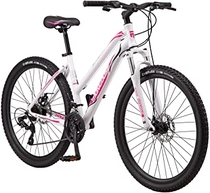 Mongoose Switchback Trail Adult Mountain Bike, 21 Speeds, 27.5-Inch Wheels, Womens Aluminum Medium Frame, White (R8057MDAZ)