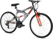 Northwoods Aluminum Full Suspension Mountain Bike, 26-Inch, Grey/Orange : Hardtail Mountain Bicycles 