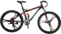 Full Suspension Mountain Bike 21 Speed Bicycle 27.5 inches Mens MTB Disc Brakes Orange (3 Spoke mag Wheels) 