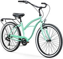 sixthreezero Around The Block Women's Beach Cruiser Bicycle, 7-speed, 26-Inch, Mint Green with Black Seat and Grips