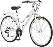 Schwinn Discover Hybrid Bike for Men and Women, 21-Speed, 28-inch Wheels, 16-inch/Small Frame, White