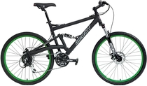 2020 Gravity FSX 2.0 Dual Full Suspension Mountain Bike with Disc Brakes (Matt Black with Green Wheels, 15inch) : Sports & Outdoors