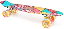 M Merkapa Skateboards with Colorful LED Skateboard Wheels - Great Skateboards for Kids to Adults, Beginners to Skateboarders(Orange Block)