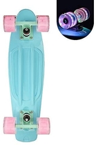 Complete 22inches Cruiser Skateboards for Beginners - Kids Skateboard with Sturdy Deck Plastic Banana Board with Colorful LED Wheels for School and Travel 