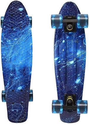  ChromeWheels Skateboards 22 inch Complete Skateboard Deck Mini Cruiser for Kids Boys Girls Youths Beginners, Starry Sky