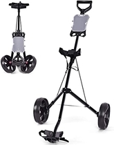 Tangkula Golf Push Cart Foldable 2 Wheels Push Pull Cart Trolley (Large, Without Cup Holder)