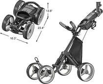 CaddyTek 4 Wheel Golf Push Cart - Compact, Lightweight, Close Folding Push Pull Caddy Cart Trolley - Explorer V8, Dark Grey, One Size, Model: Explorer Vsersion 8 - Dark Grey 