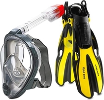 HEAD Sea View Dry Full Face Mask Fin Snorkel Set, Yellow, Medium/Large
