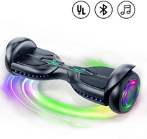 TOMOLOO Music-Rhythmed Hoverboard 6.5 inch Electric Scooter - UL2272 Certificated with Bluetooth Speaker LED Lights Kids and Adult Two-Wheel Self-Balancing Scooter (Black) 