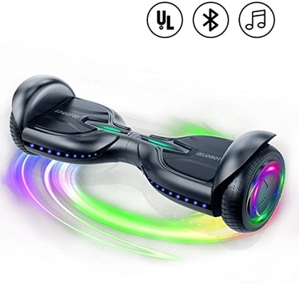 TOMOLOO Music-Rhythmed Hoverboard 6.5 inch Electric Scooter - UL2272 Certificated with Bluetooth Speaker LED Lights Kids and Adult Two-Wheel Self-Balancing Scooter (Black) 