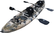 BKC TK219K 12' 6" Tandem 2 or 3 Person SIt On Top Kayak w/Soft Padded Seats, 2 Paddles and 6 Fishing Rod Holders Included - 2-3 Person Fishing Kayak 
